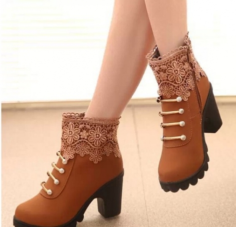 New Autumn Winter Women Boots High Quality Solid Lace-up European Ladies Leather Fashion Boots