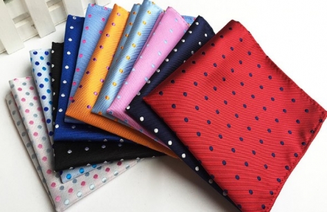 New Silk Hankerchief Scarves Practical Hankies Men's Pocket Square Dot Print Handkerchiefs