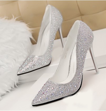Summer New Fashion Sexy Women Silver Rhinestone Wedding Shoes Platform Pumps  High Heels Crystal Shoes Gold Black Pink