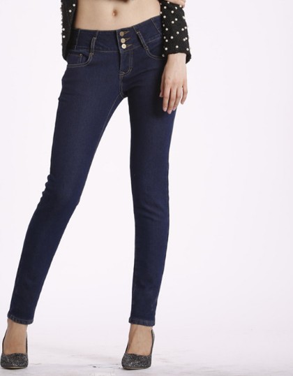 high waist fleece jeans women winter stretch jeans velvet warm pants deep blue tight legs slim jeans for girls new