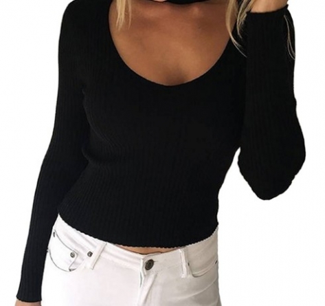 Halter Wool Knitted Sweater Pullovers Jumper Women sweaters and knitwear Black Knitting Sweaters for Women