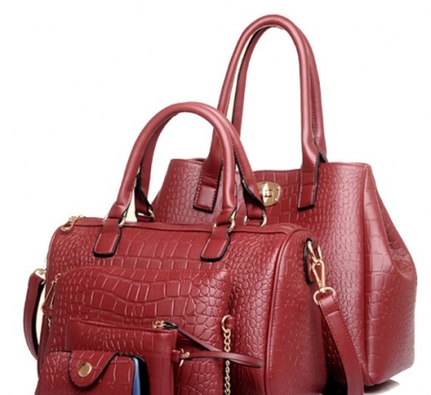 hot sale women messenger bags female PU leather handbags purse 5 sets Crocodile women shoulder bag HL7211