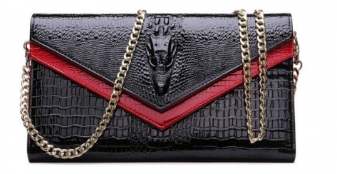 Genuine Leather Bags Women Crocodile Pattern Leather Shoulder Bag Evening Clutch Wallet Purse Chain Messenger Bag