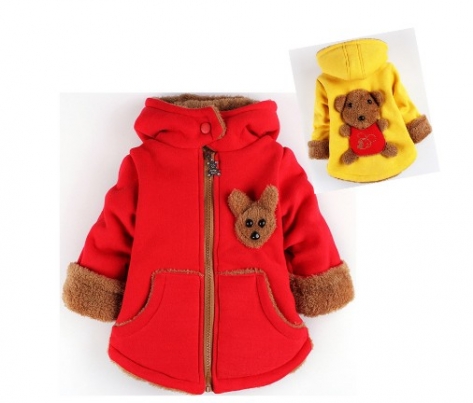 Cartoon Bear Children Winter Outwear Boys and Girls Thick Cotton Hoodies Infant Baby Cashmere Zip Sweater 1-2-3--4-5-6 Years Old
