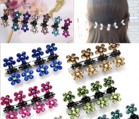 12 PC Crystal Flower Mini Claw Clamp Hair Clip Hair Pin NEW Barrette Hair Accessories for Baby Girl Lady
