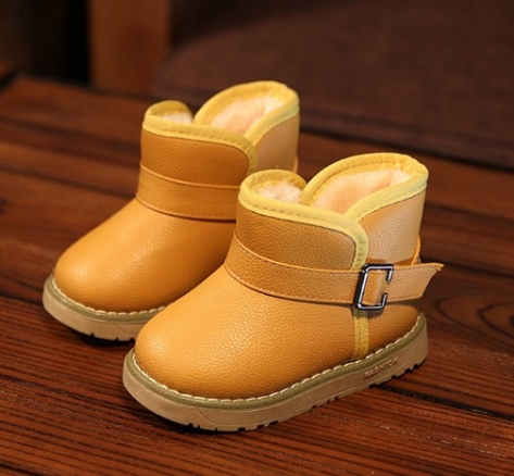 2016 New Winter for child kid girl boy snow boots comfort thick antislip short boots elastic band leather cotton-padded shoes