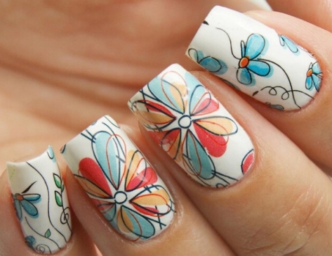 2 Patterns/Sheet Cute Flower Nail Art Water Decals Transfer Sticker