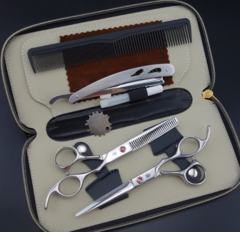 Professional Hairdressing Scissors set  Straight & Thinning cutting with comb, clothes ,oil