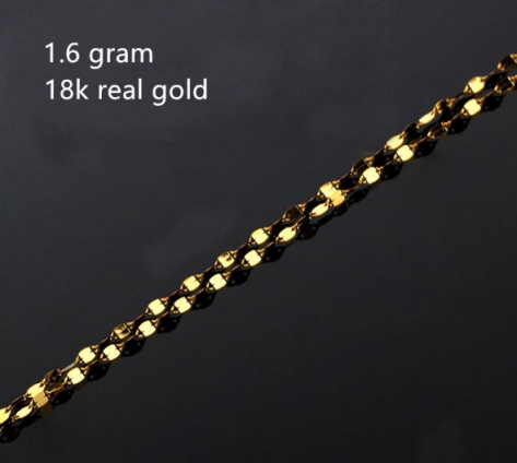 18K Gold Chain Necklace 45CM Pure Gold Necklace Suitable for Pendant Fine Jewelry lips design Shinny