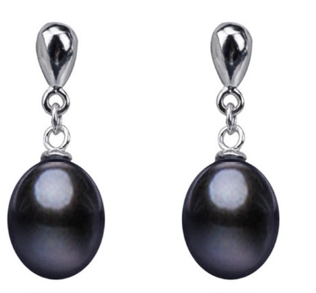 Fashion natural freshwater pearl earring 8mm drop shape cultured genuine earring
