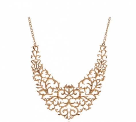 2016 Hot Sell Metallic Hollow Carved Necklace Fashion Women Hollow Bib Choker Statement Pendants Necklace