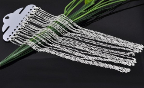 12 Silver Plated Lobster Clasp Cable Link Chain Necklaces 18