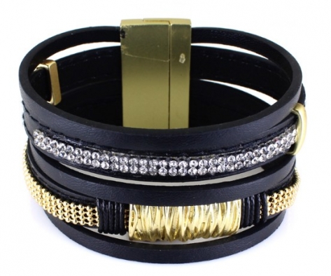 New Arrival High Quality Elegant Statement Beautiful Multilayer Leather Chain Bangle Bracelets for Woman