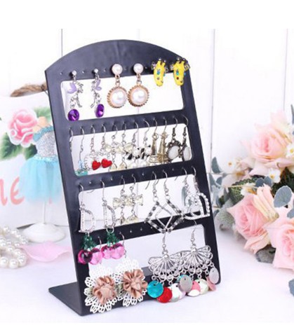 48 Holes Jewelry Organizer Woman Black Plastic Earring Ear Studs Holder Stand Fashion Earrings Display Rack