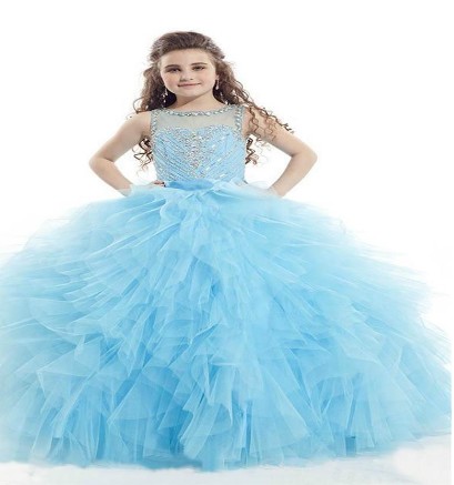 2016 children very hot beauty dress blue girl long bitter fleabane bitter fleabane skirt girl beauty pageant dress beading dress