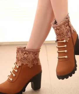 New Autumn Winter Women Boots High Quality Solid Lace-up European Ladies Leather Fashion Boots