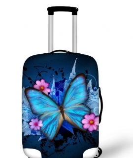 Fashion Waterproof Spandex Butterfly Printing Travel Luggage Cover Elastic 18-30 inch Anti-dust Suitcase Cover with Zipper