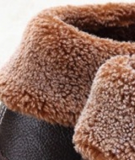 Plus Size 35-44 Genuine Leather Warm Winter Home Slippers Non-Slip Thick Warm House Shoes Cotton Women Men Slippers