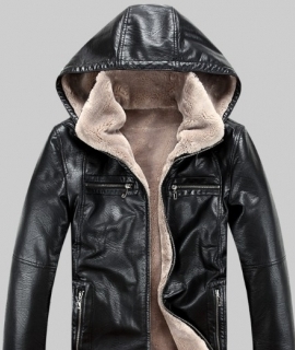 new arrival thickening male fur one piece leather jacket winter high quality with hood coat