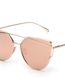 Fashion Cat Eye Sunglasses for Women Classic Brand Designer Twin-Beams Sunglasses Coating Mirror Flat Panel Lens