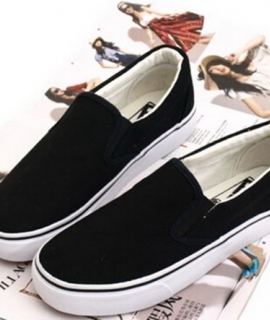 Tendon at the end of the new work shoes for men and women canvas shoes all black / white set foot lazy shoes