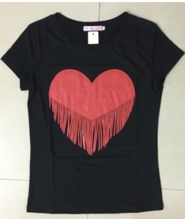Brand New Summer Womens T Shirts Short Sleeve Tops Tees Tshirt Fashion For Women Plus Size Tassel Heart t-shirt
