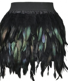 Spring Autumn Latest New Women Feather Mini Skirt Elastic Waist High Street One Size Fits For XS-L