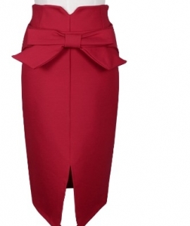 Women Pencil Skirt Plus Size Autumn Winter New Fashion Knee Length High Waist Casual Bodycon Skirt Elegant Open Slit Bow Skirt