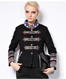 Short Jacket Autumn Winter 2015 Fashion Runway Brand Women's Elegant 9 Point Sleeve Plus Size