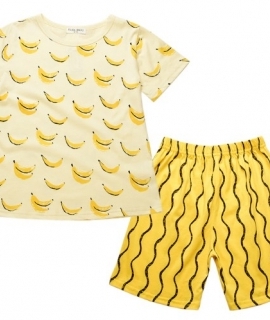 Boys Summer Clothing Set Cotton Girls Clothes Banana Printing T-shirt+ Pants Boy Girl Clothing Sets Kids Clothes