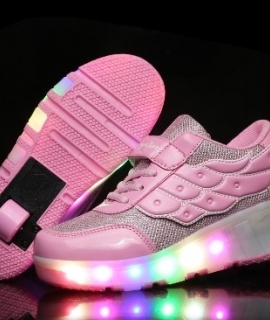 Junior Girls Boys LED Light Heelys Roller Skate Shoes With Wheels pink For Children Kids Sneakers