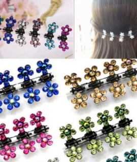 12 PC Crystal Flower Mini Claw Clamp Hair Clip Hair Pin NEW Barrette Hair Accessories for Baby Girl Lady