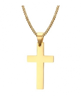 Cross Necklaces&Pendants For Men Stainless Steel Gold Plated Male Pendant Necklaces Prayer Jewelry