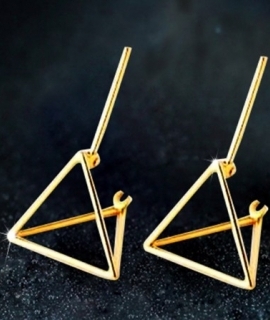 2016 Fashion Design 18K Gold Jewelry Women Earrings Triangle Shaped Stud Earrings for Women Gold Earings brincos femme