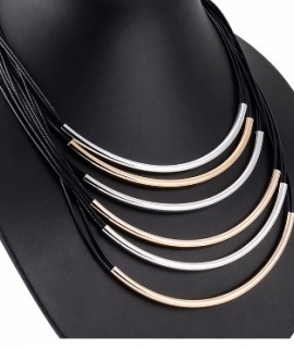 6 Layer Long Leather Women Necklaces & Pendants Gold Choker Necklace Statement Jewelry