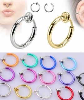 2pcs 10x13mm Colorful Fake Nose Ring  Lip Ear Nose Clip On Fake Piercing Nose Lip Hoop Rings Earrings